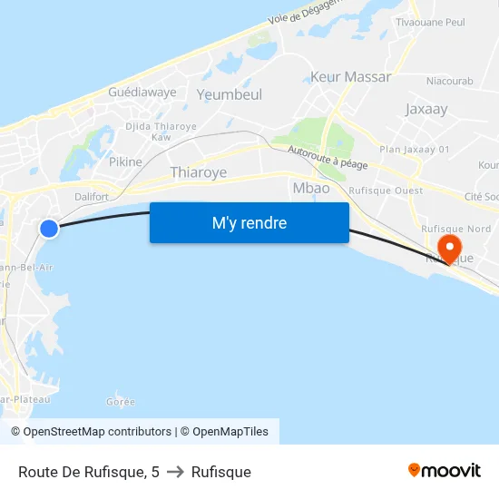 Route De Rufisque, 5 to Rufisque map