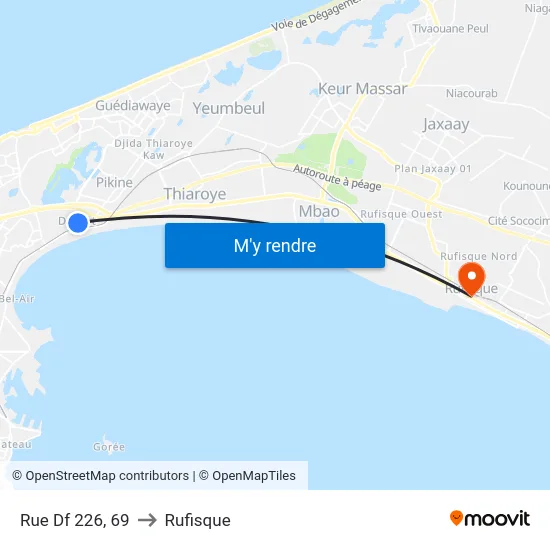 Rue Df 226, 69 to Rufisque map