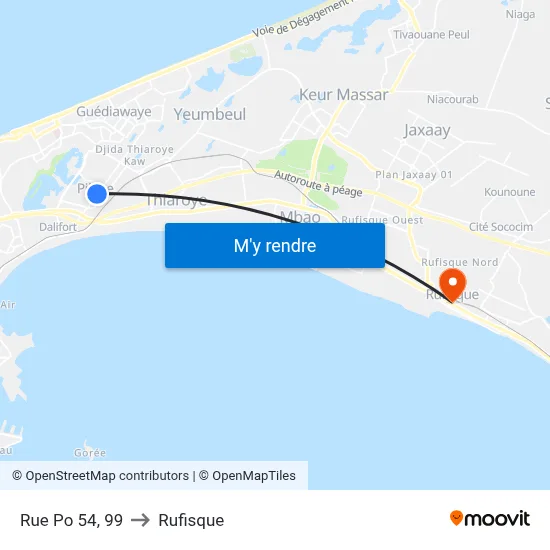 Rue Po 54, 99 to Rufisque map
