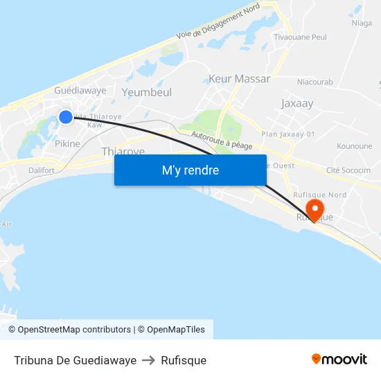 Tribuna De Guediawaye to Rufisque map