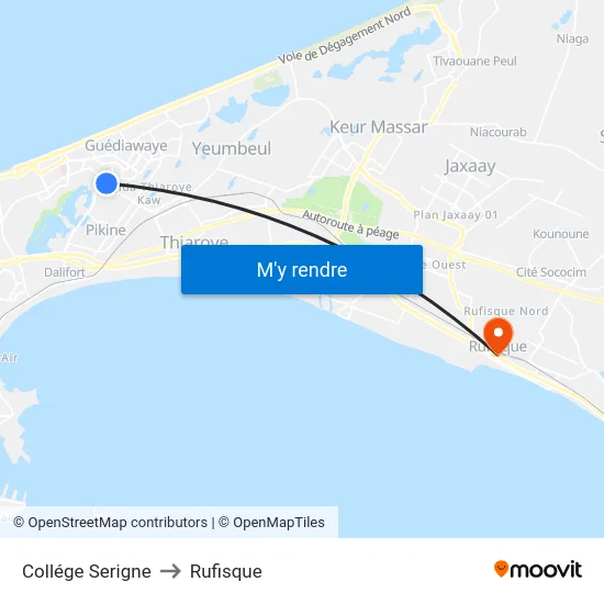 Collége Serigne to Rufisque map
