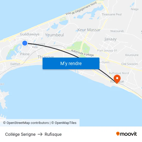 Collége Serigne to Rufisque map