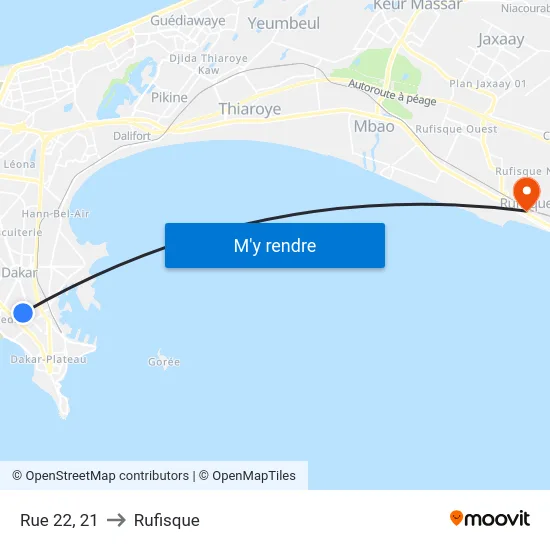 Rue 22, 21 to Rufisque map