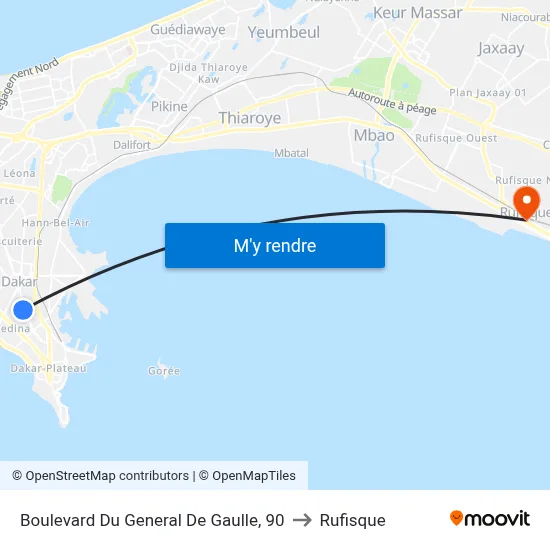 Boulevard Du General De Gaulle, 90 to Rufisque map