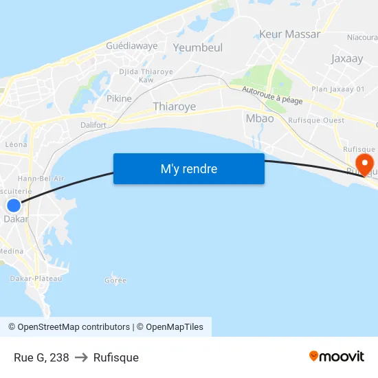 Rue G, 238 to Rufisque map