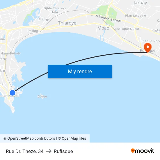 Rue Dr. Theze, 34 to Rufisque map