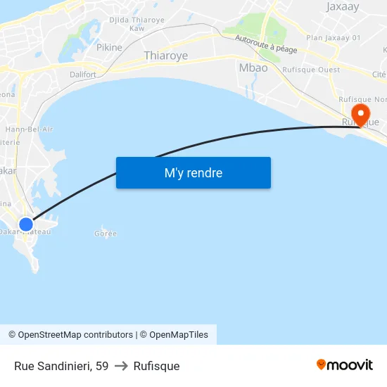 Rue Sandinieri, 59 to Rufisque map