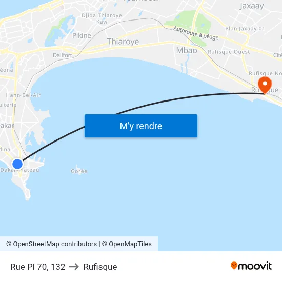Rue Pl 70, 132 to Rufisque map