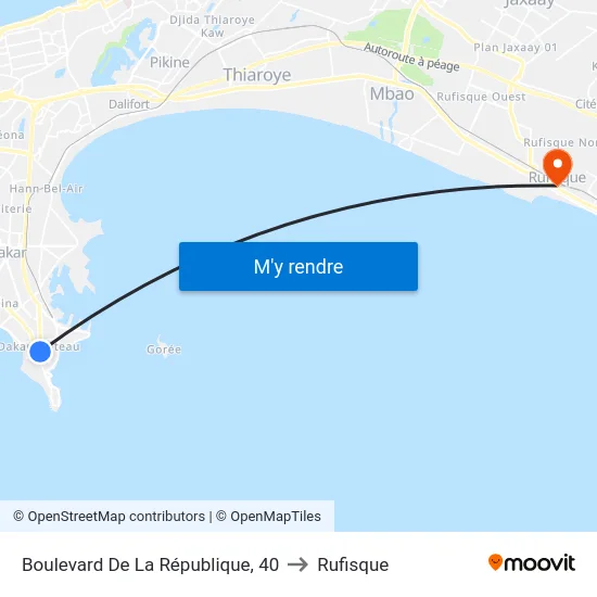 Boulevard De La République, 40 to Rufisque map