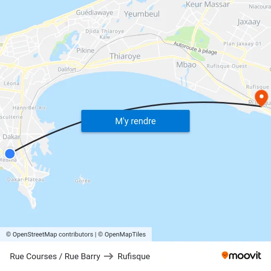 Rue Courses / Rue Barry to Rufisque map