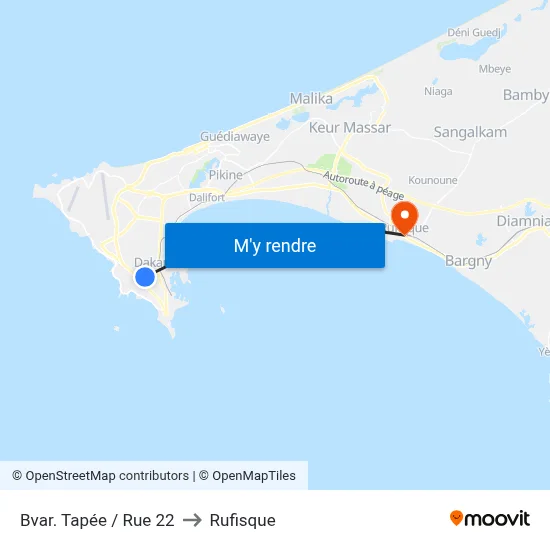 Bvar. Tapée / Rue 22 to Rufisque map