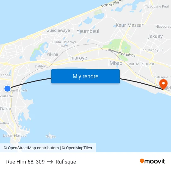 Rue Hlm 68, 309 to Rufisque map