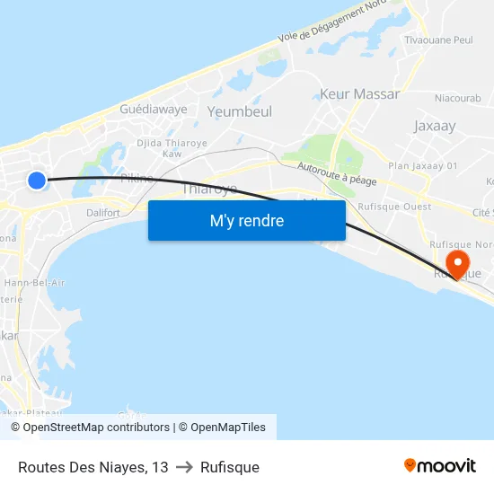 Routes Des Niayes, 13 to Rufisque map