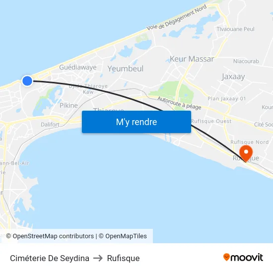 Ciméterie De Seydina to Rufisque map