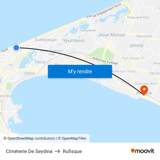 Ciméterie De Seydina to Rufisque map
