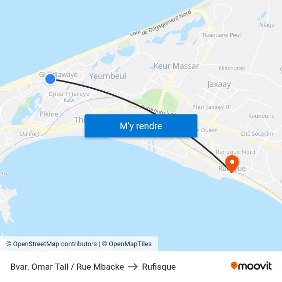Bvar. Omar Tall / Rue Mbacke to Rufisque map