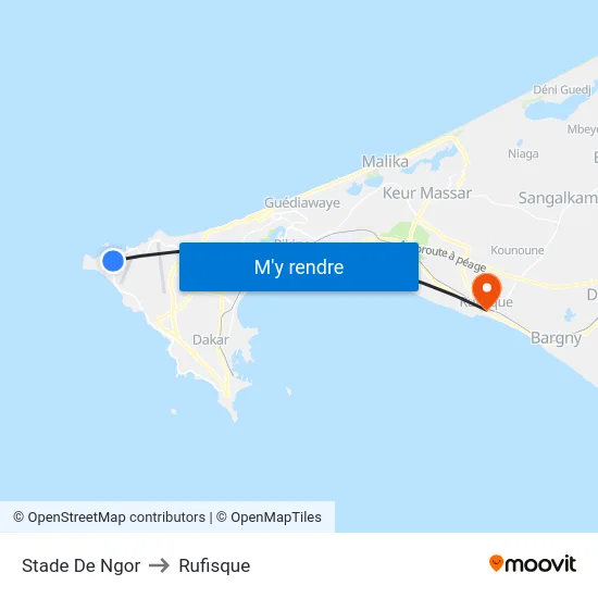 Stade De Ngor to Rufisque map
