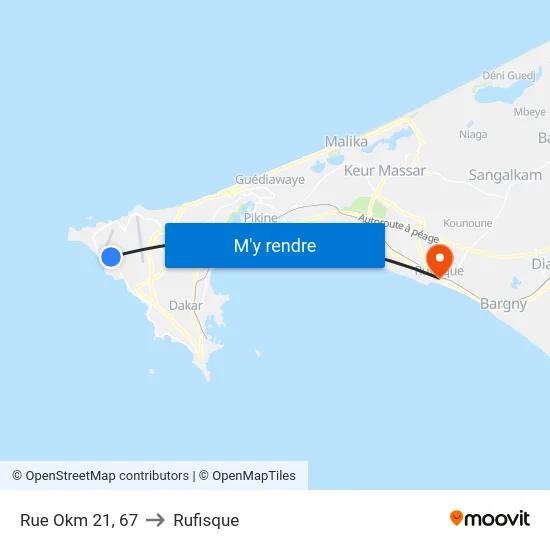 Rue Okm 21, 67 to Rufisque map