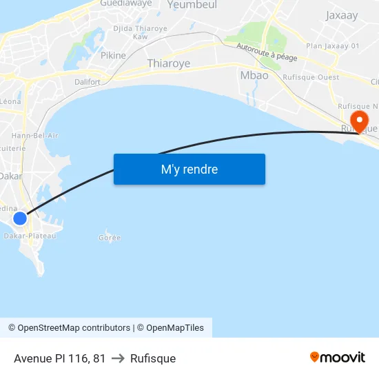 Avenue Pl 116, 81 to Rufisque map