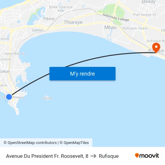 Avenue Du President Fr. Roosevelt, 8 to Rufisque map