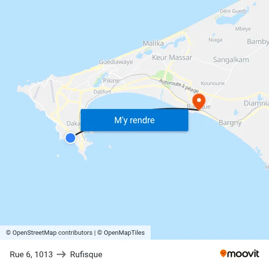 Rue 6, 1013 to Rufisque map