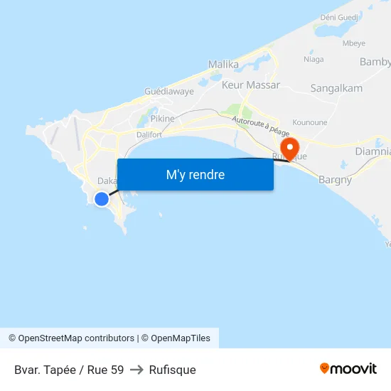 Bvar. Tapée / Rue 59 to Rufisque map