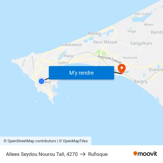 Allees Seydou Nourou Tall, 4270 to Rufisque map