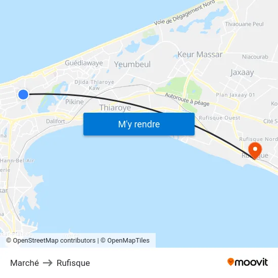 Marché to Rufisque map