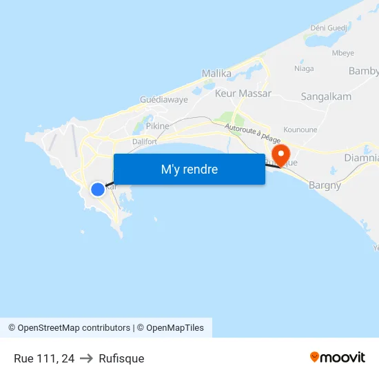 Rue 111, 24 to Rufisque map
