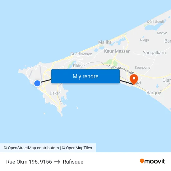Rue Okm 195, 9156 to Rufisque map