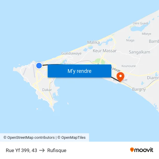 Rue Yf 399, 43 to Rufisque map