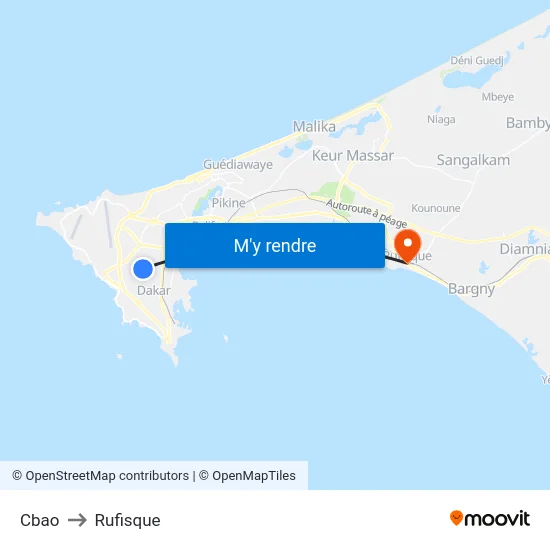Cbao to Rufisque map