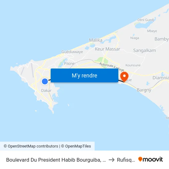 Boulevard Du President Habib Bourguiba, 4152 to Rufisque map