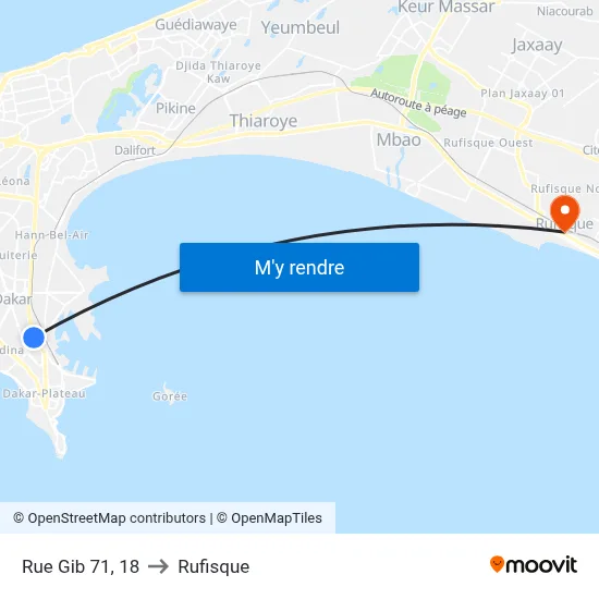 Rue Gib 71, 18 to Rufisque map