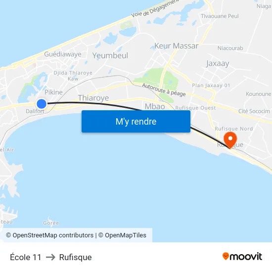École 11 to Rufisque map