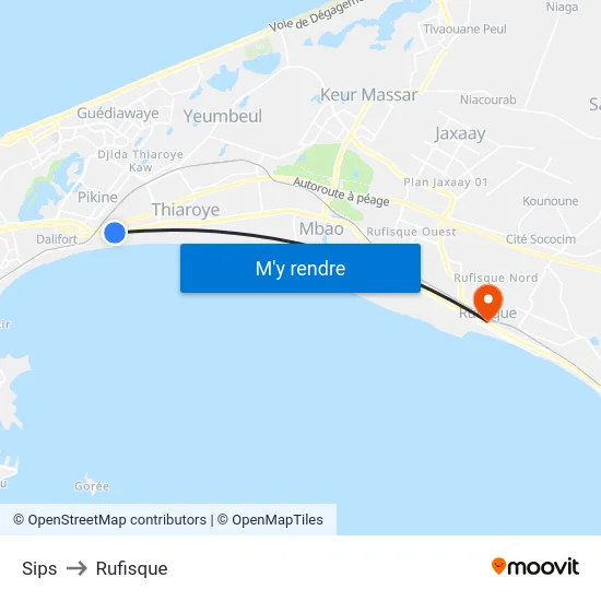 Sips to Rufisque map
