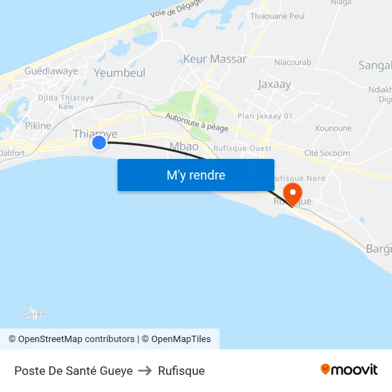 Poste De Santé Gueye to Rufisque map