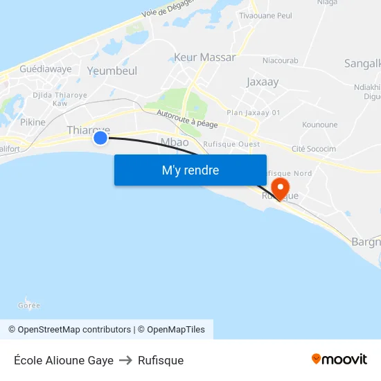École Alioune Gaye to Rufisque map