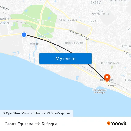 Centre Equestre to Rufisque map