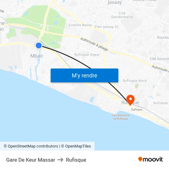 Gare De Keur Massar to Rufisque map