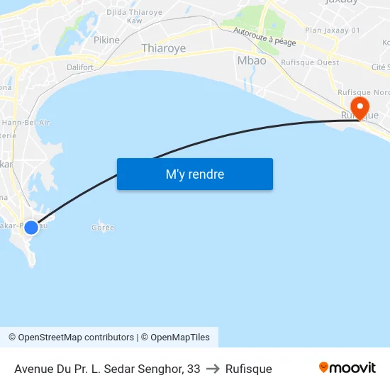 Avenue Du Pr. L. Sedar Senghor, 33 to Rufisque map