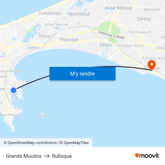 Grands Moulins to Rufisque map
