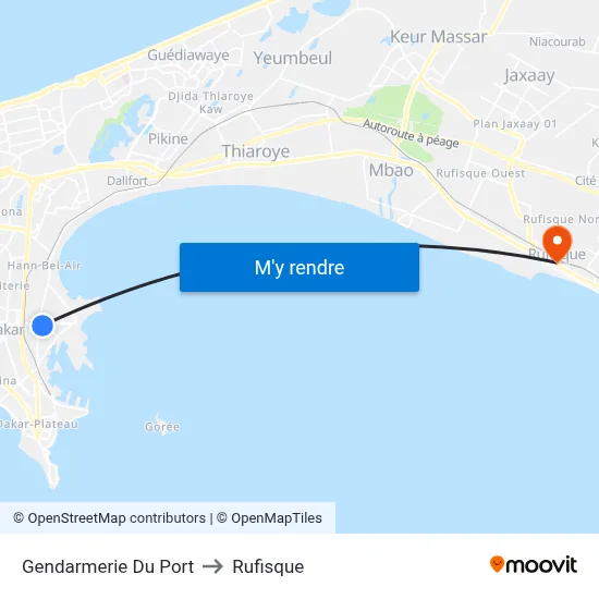 Gendarmerie Du Port to Rufisque map
