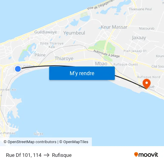 Rue Df 101, 114 to Rufisque map
