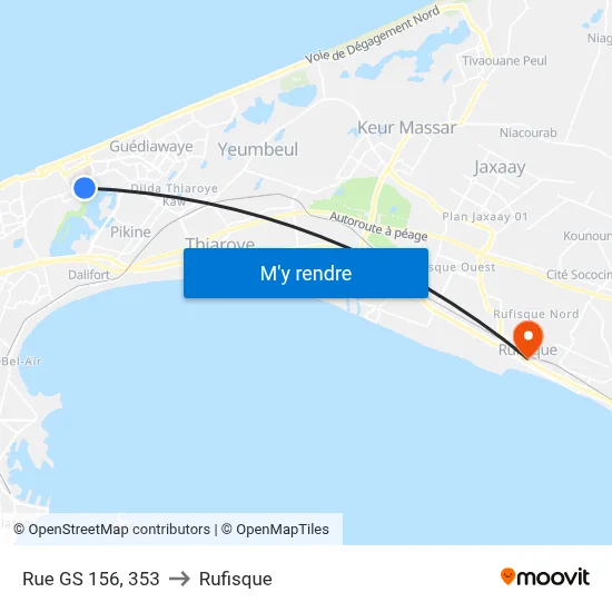 Rue GS 156, 353 to Rufisque map