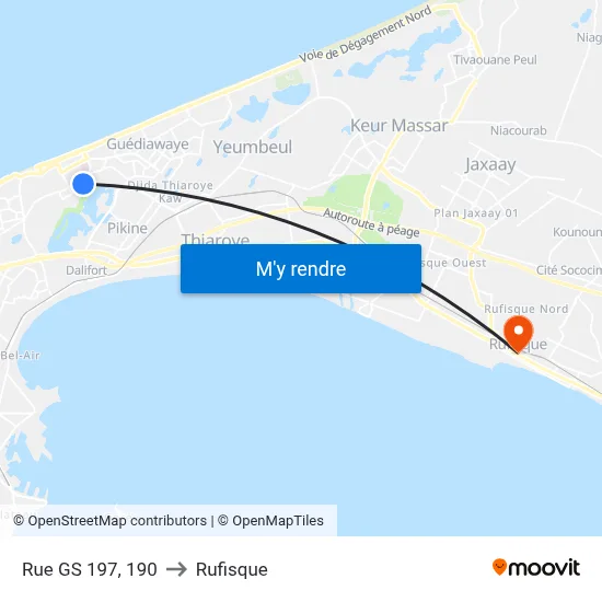 Rue GS 197, 190 to Rufisque map