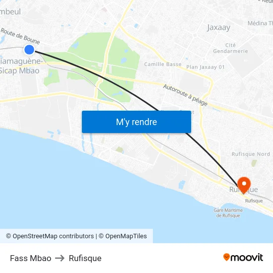 Fass Mbao to Rufisque map