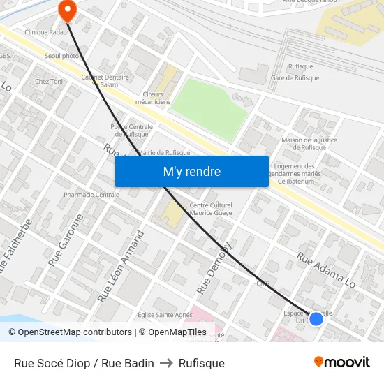 Rue Socé Diop / Rue Badin to Rufisque map