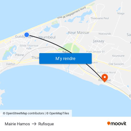Mairie Hamos to Rufisque map
