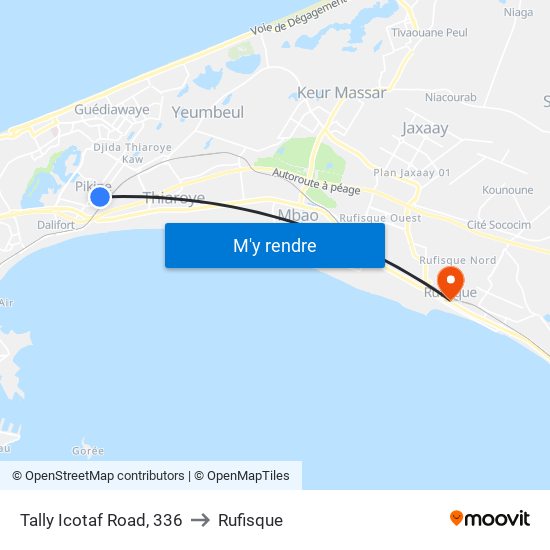 Tally Icotaf Road, 336 to Rufisque map